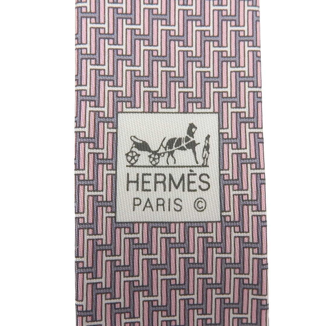 Pristine HERMES tie pink silk mens 605680