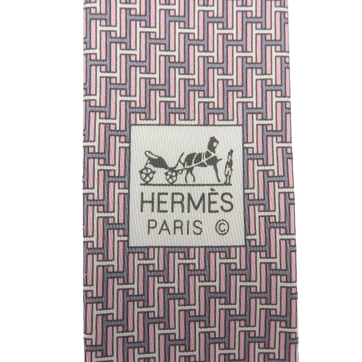 Pristine HERMES tie pink silk mens 605680