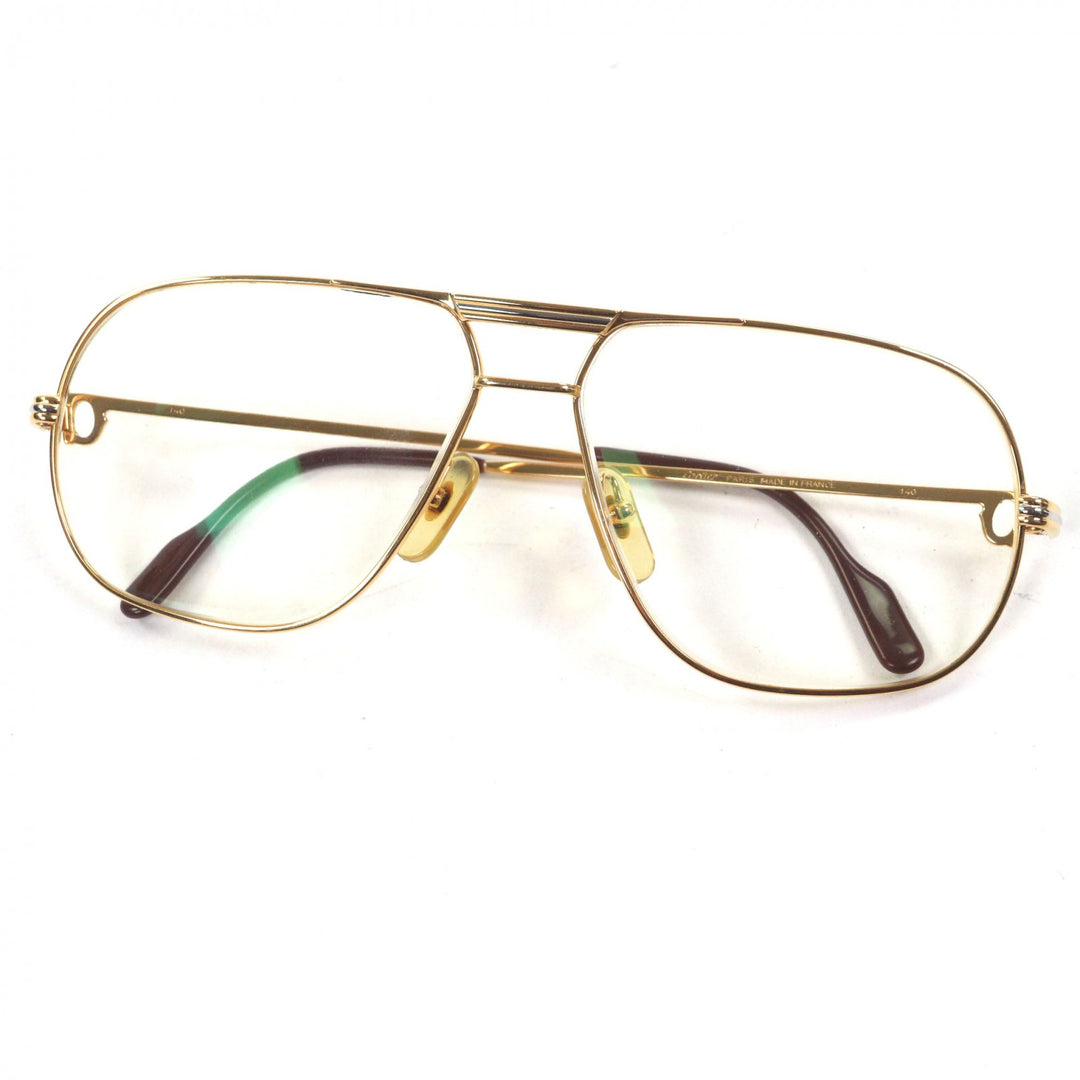 Great Cartier Glasses Trinity Two-bridge logo Metal gold mens