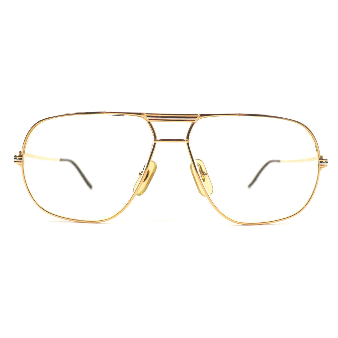 Great Cartier Glasses Trinity Two-bridge logo Metal gold mens