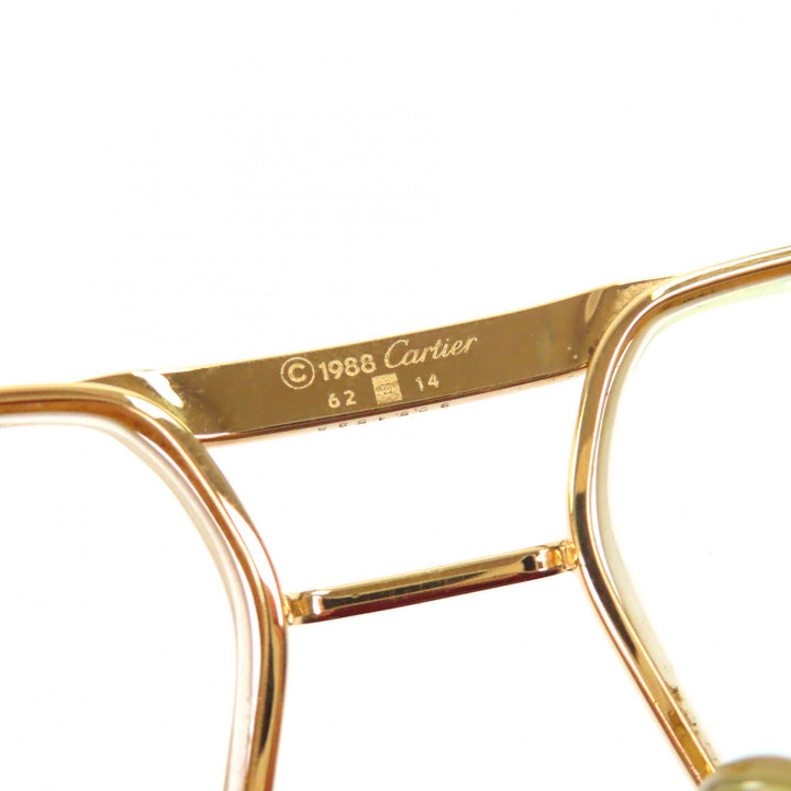 Great Cartier Glasses Trinity Two-bridge logo Metal gold mens