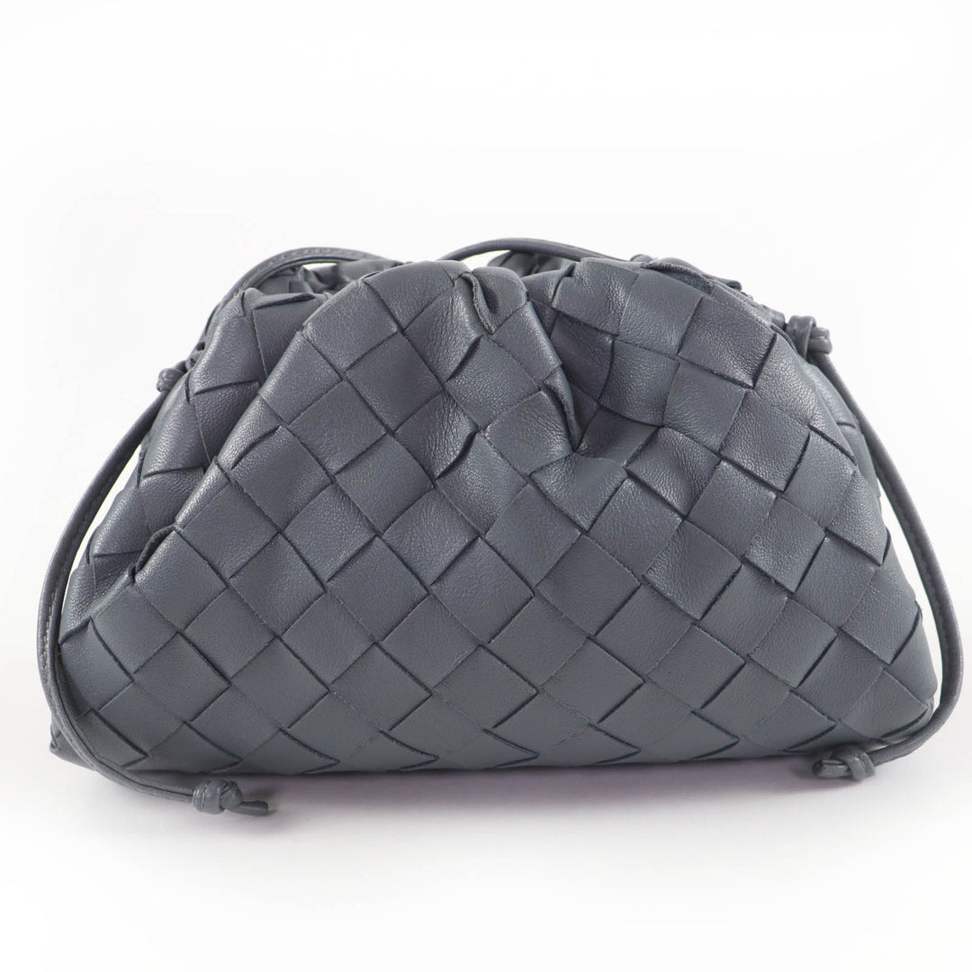Excellent BOTTEGAVENETA Mini The Pouch Cross Sling bag INTRECCIATO gray 585852