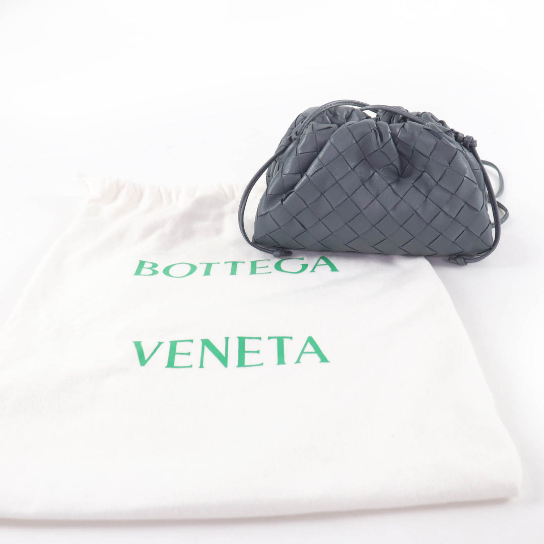 Excellent BOTTEGAVENETA Mini The Pouch Cross Sling bag INTRECCIATO gray 585852