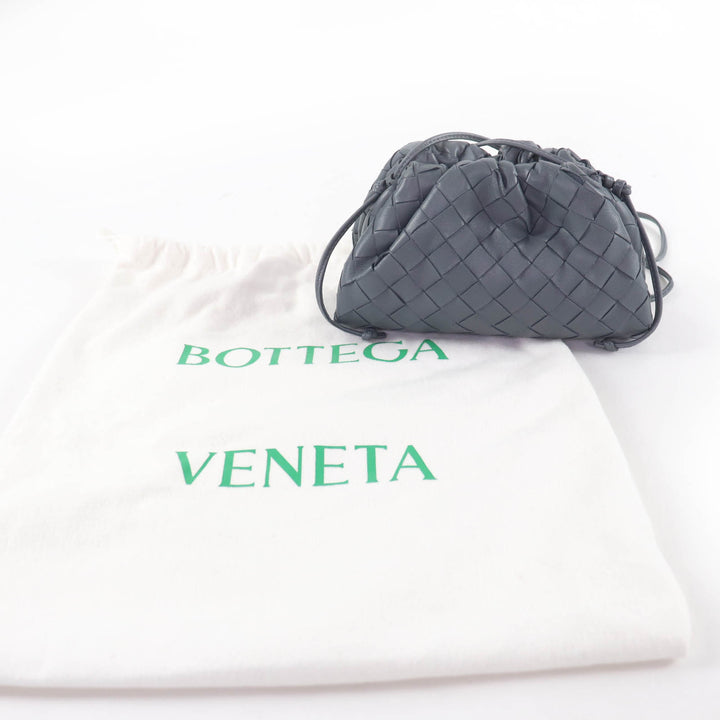 Excellent BOTTEGAVENETA Mini The Pouch Cross Sling bag INTRECCIATO gray 585852