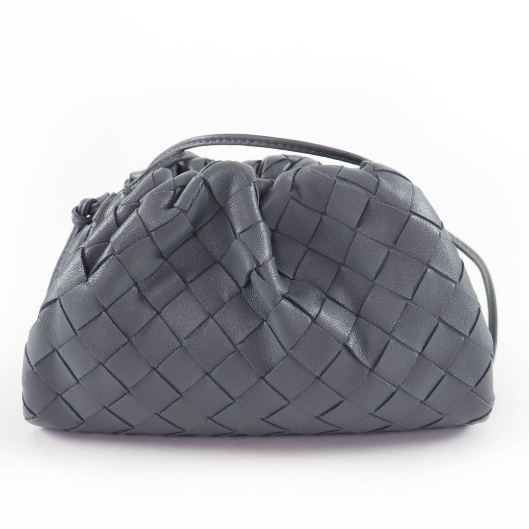 Excellent BOTTEGAVENETA Mini The Pouch Cross Sling bag INTRECCIATO gray 585852
