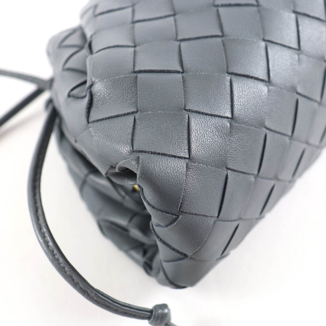 Excellent BOTTEGAVENETA Mini The Pouch Cross Sling bag INTRECCIATO gray 585852