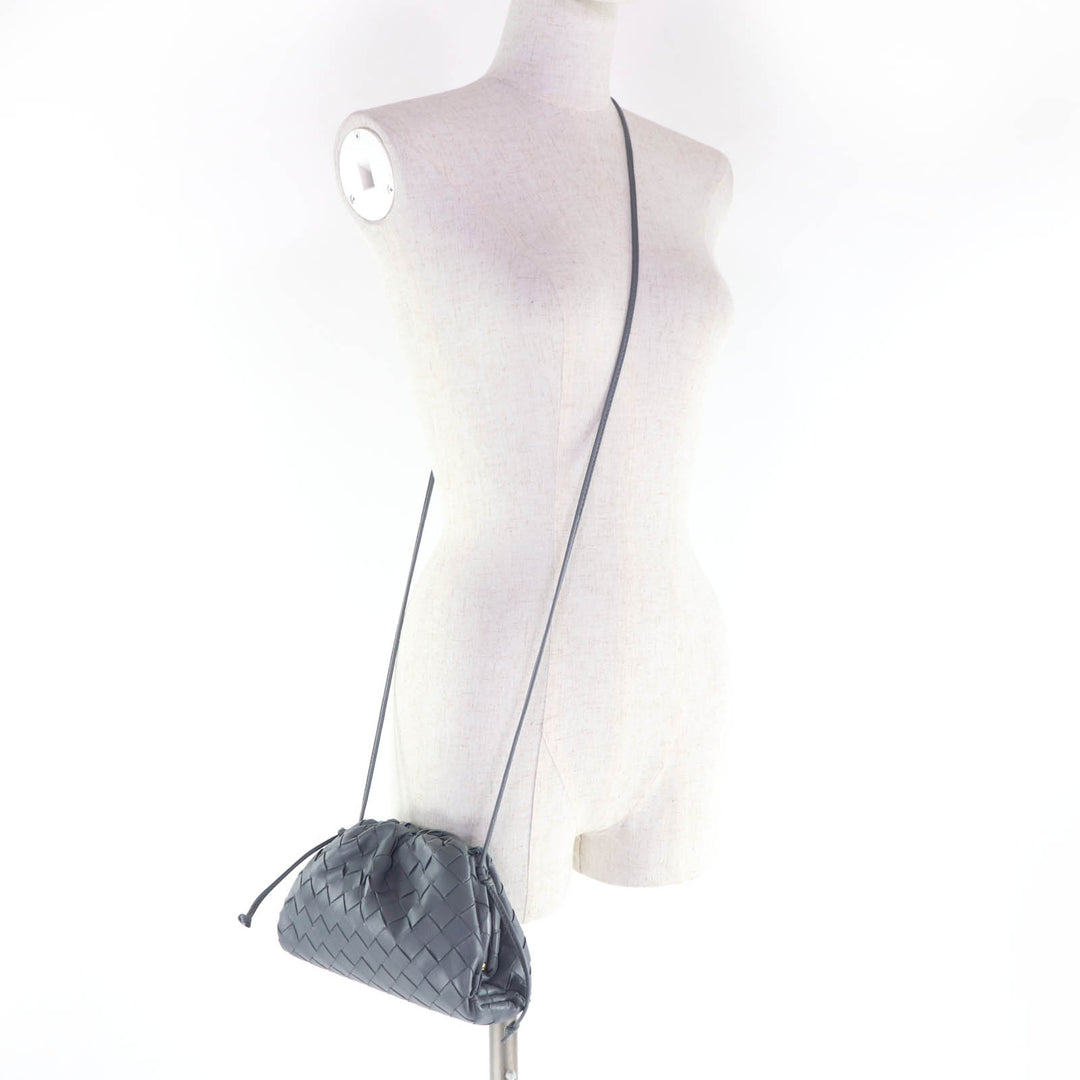 Excellent BOTTEGAVENETA Mini The Pouch Cross Sling bag INTRECCIATO gray 585852
