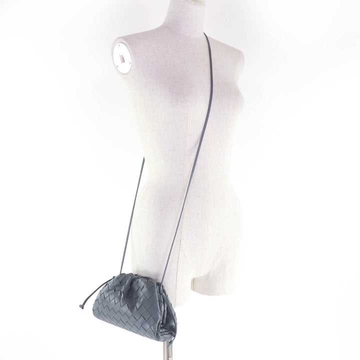 Excellent BOTTEGAVENETA Mini The Pouch Cross Sling bag INTRECCIATO gray 585852