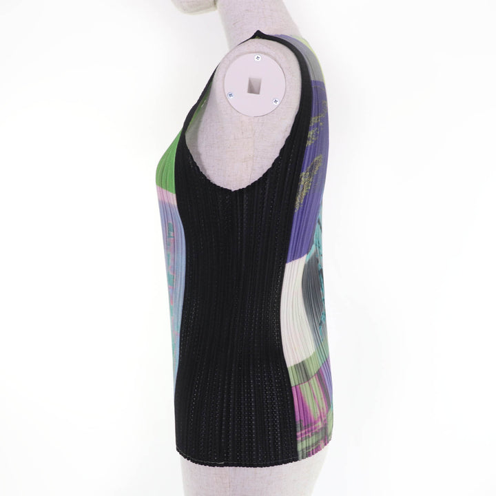 Excellent PLEATS PLEASE T-shirt No sleeve multicolor 3 PP12-JK611