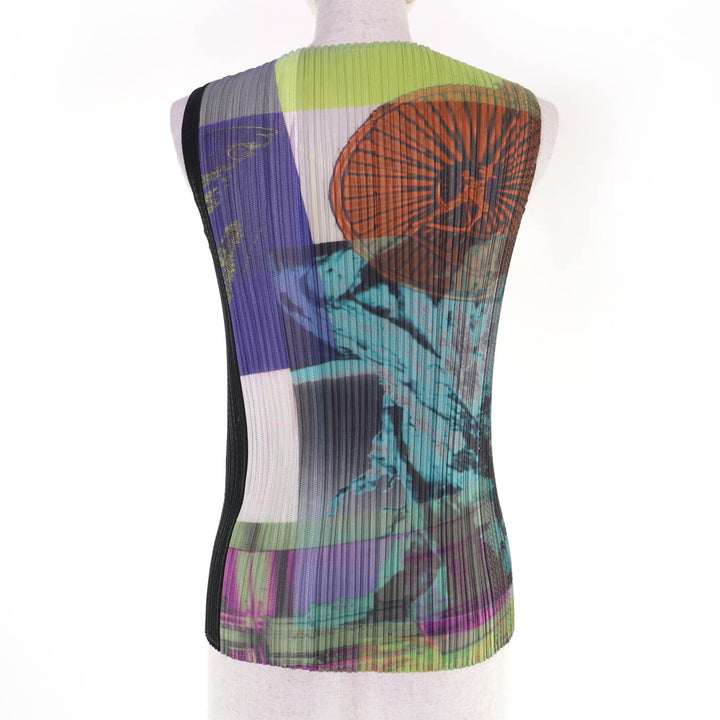 Excellent PLEATS PLEASE T-shirt No sleeve multicolor 3 PP12-JK611