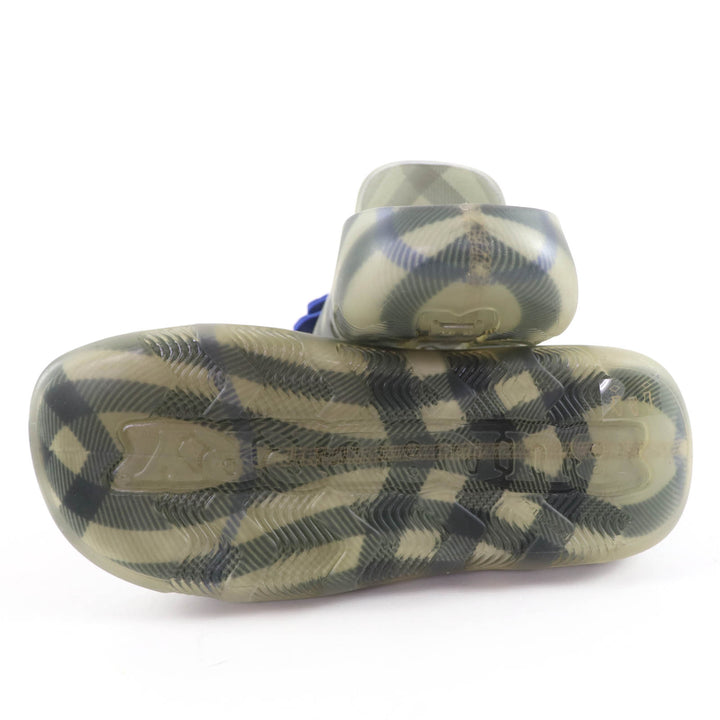 Pristine BURBERRY Sandals Check Pattern Flat Rubber with Logo Charm gray 35