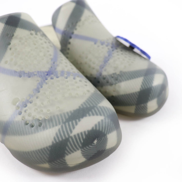 Pristine BURBERRY Sandals Check Pattern Flat Rubber with Logo Charm gray 35