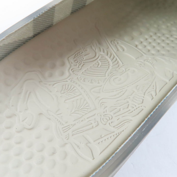 Pristine BURBERRY Sandals Check Pattern Flat Rubber with Logo Charm gray 35