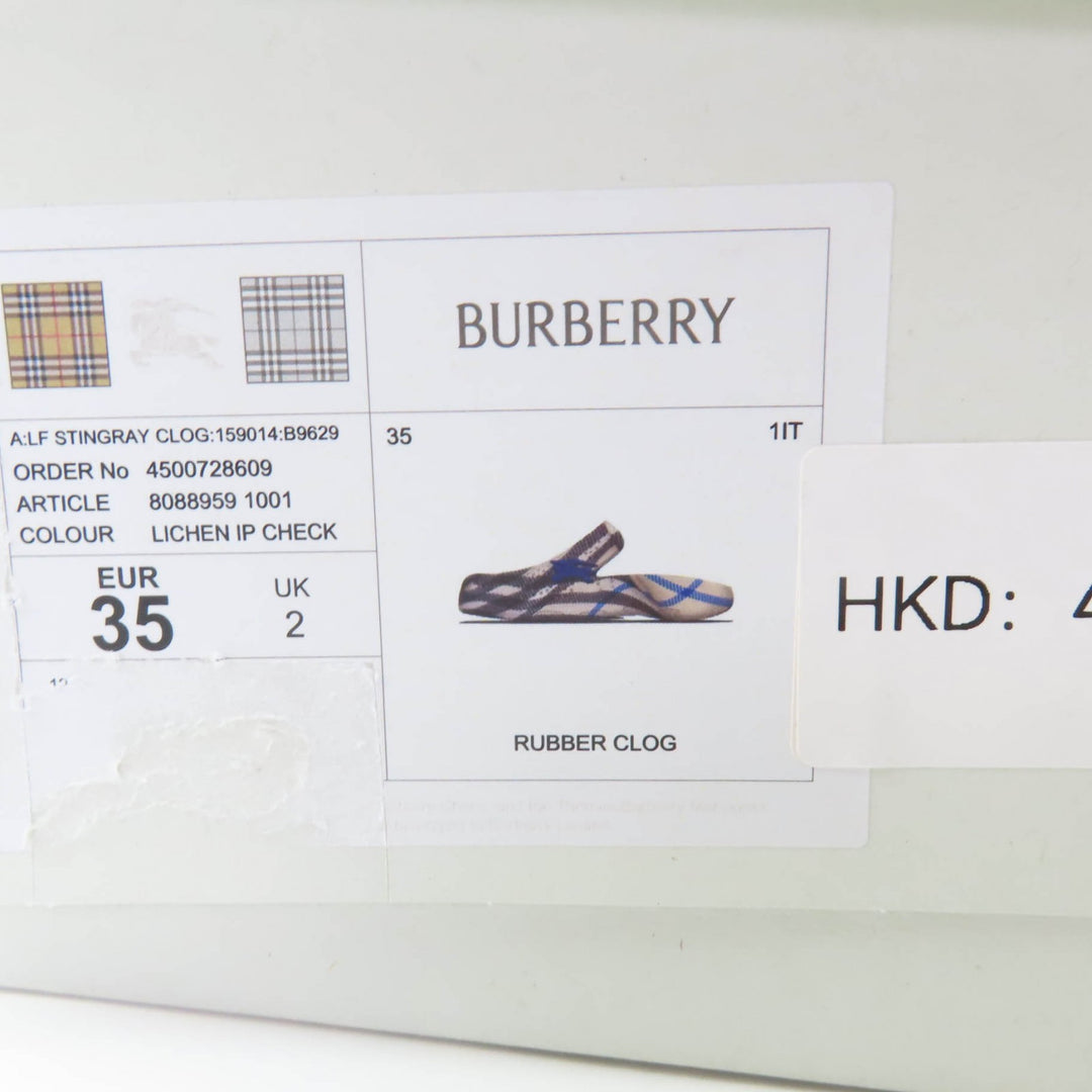 Pristine BURBERRY Sandals Check Pattern Flat Rubber with Logo Charm gray 35
