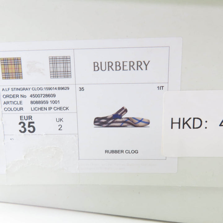 Pristine BURBERRY Sandals Check Pattern Flat Rubber with Logo Charm gray 35