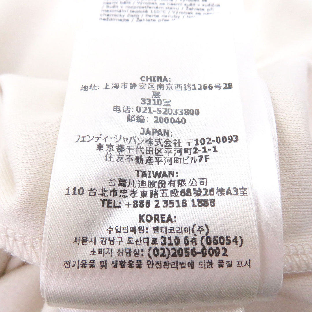 Excellent FENDI Short sleeve T-shirt Logo embroidery embroidery Ivory cotton