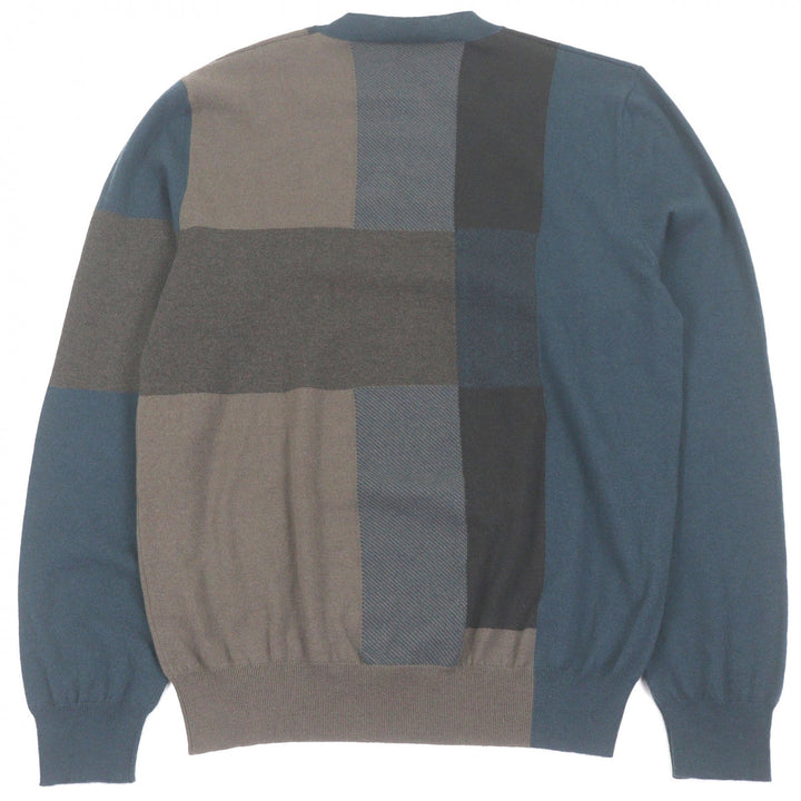 Excellent HERMES knit H logo motif, lightweight, long sleeves blue