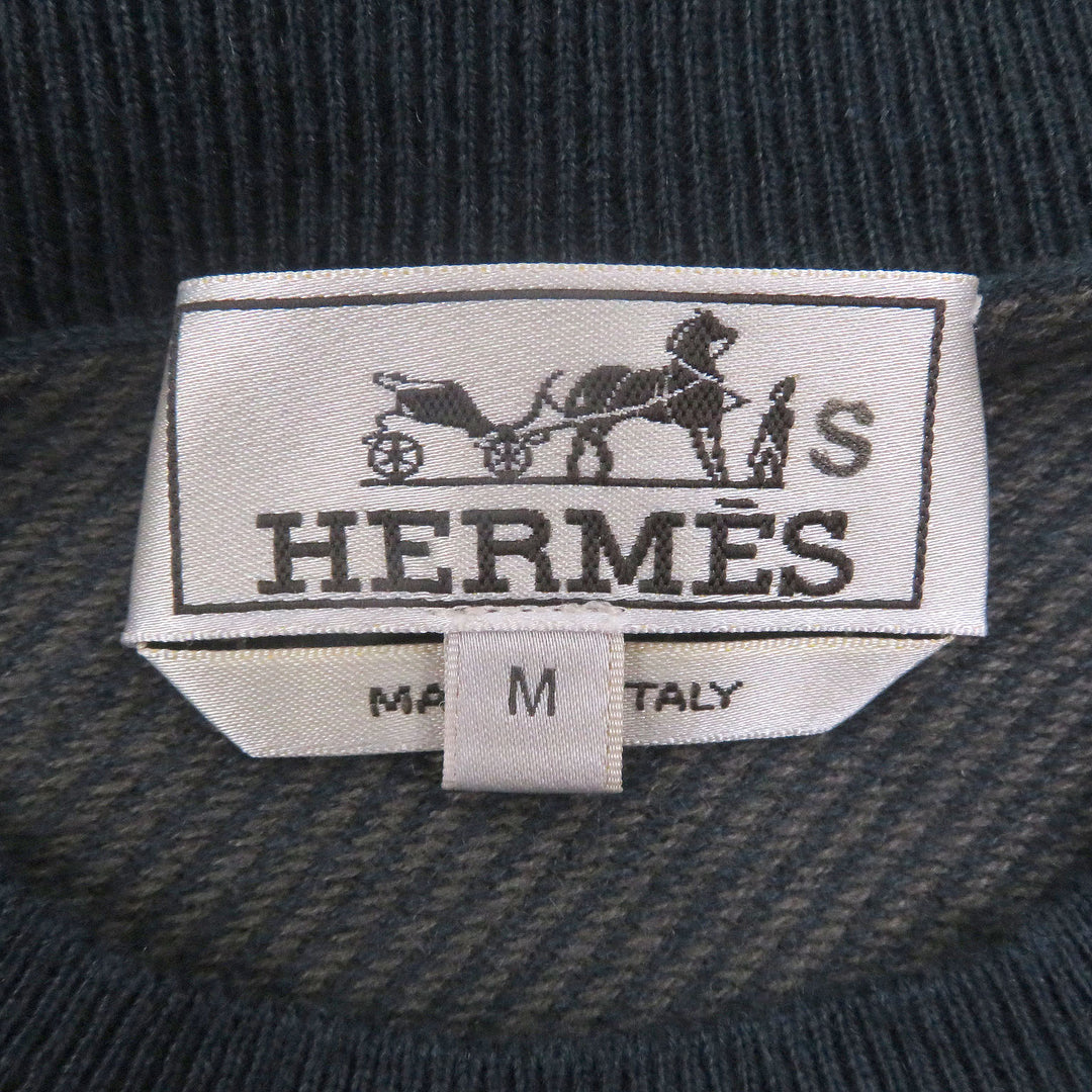 Excellent HERMES knit H logo motif, lightweight, long sleeves blue