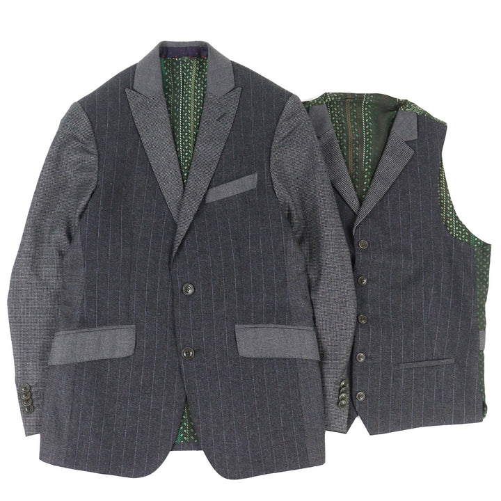 Great ETRO two-piece set Paisley Lining Pattern Stripe Single Jacket Gilet 44