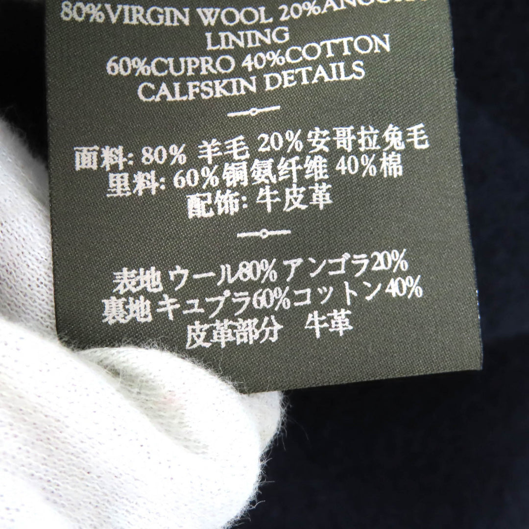 Great Berluti Chester coat Leather collar and cuffs Single Navy 44 R13OCU27W