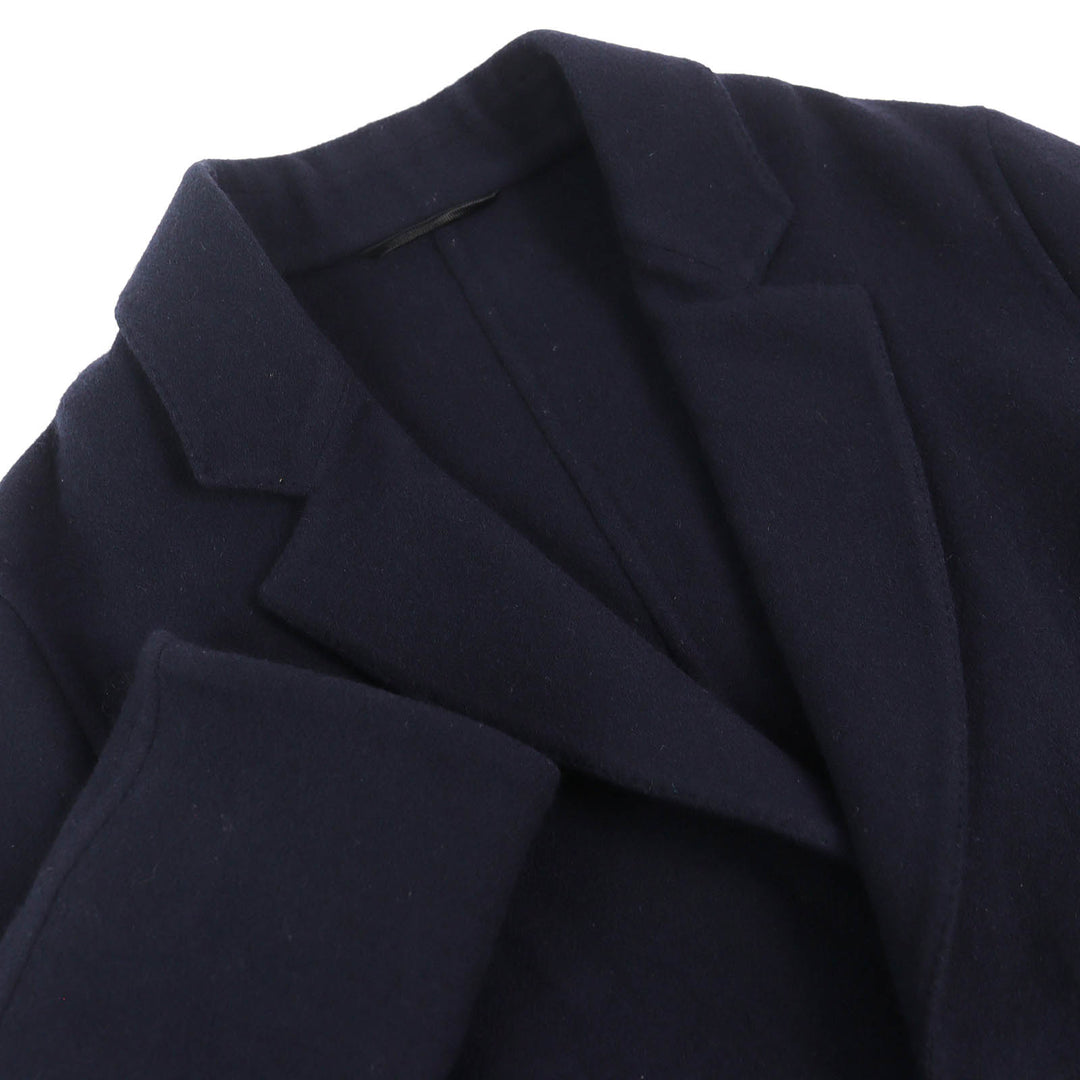 Great Berluti Chester coat Leather collar and cuffs Single Navy 44 R13OCU27W