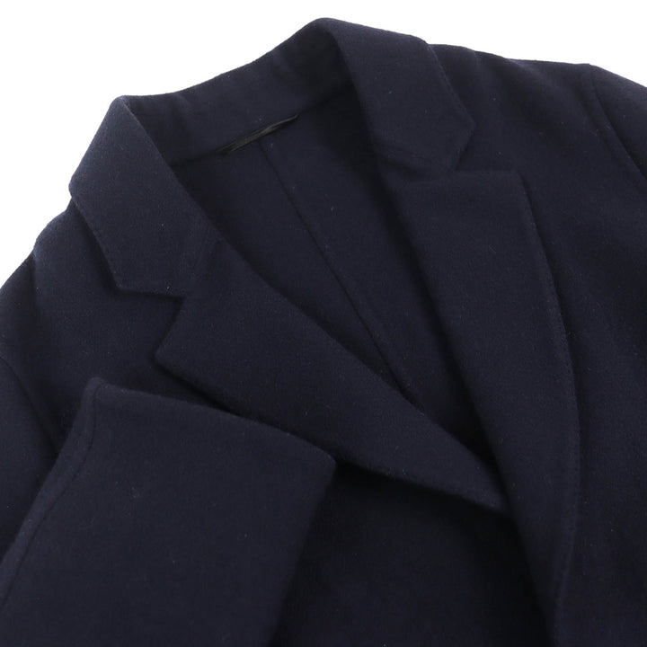 Great Berluti Chester coat Leather collar and cuffs Single Navy 44 R13OCU27W
