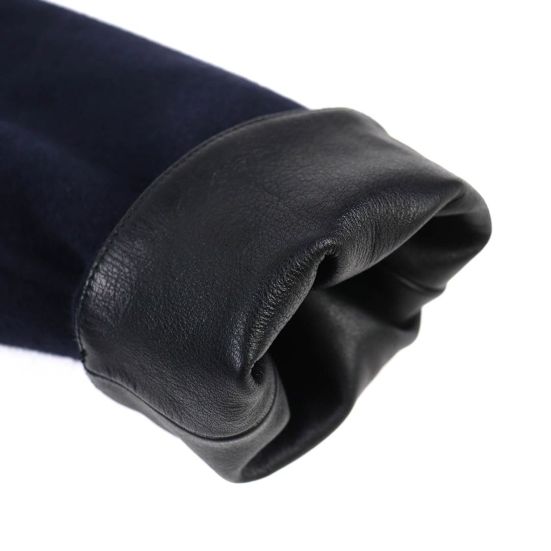 Great Berluti Chester coat Leather collar and cuffs Single Navy 44 R13OCU27W