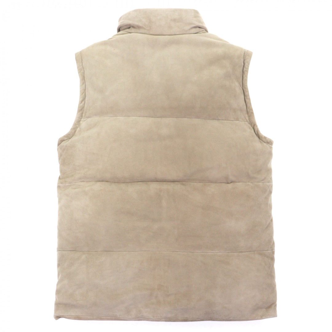 Great EMMETI Down vest double zip up beige Goat leather mens 48