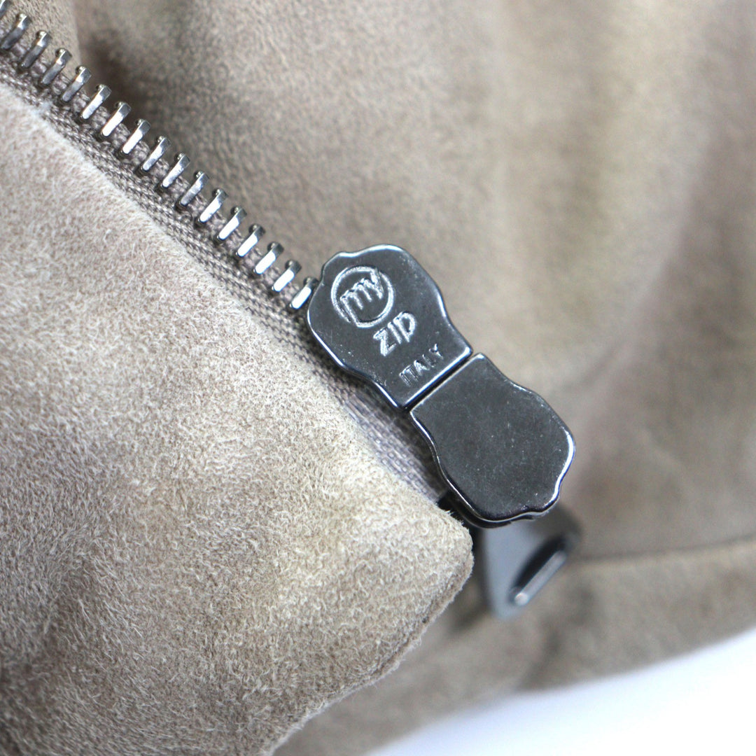 Great EMMETI Down vest double zip up beige Goat leather mens 48