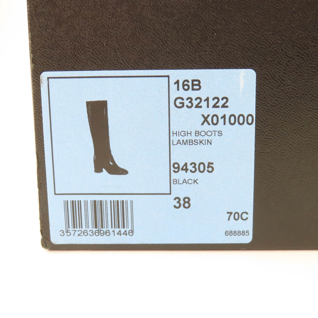 Excellent CHANEL Knee-high boots black leather Women 38 G32122