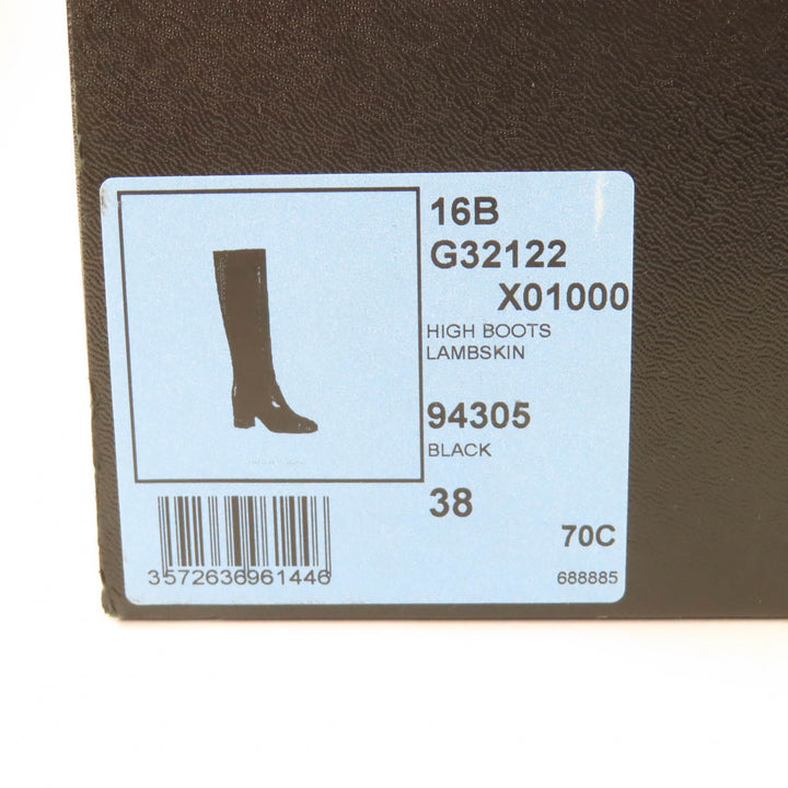 Excellent CHANEL Knee-high boots black leather Women 38 G32122