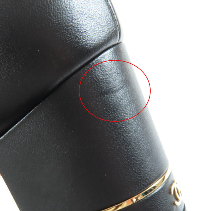 Excellent CHANEL Knee-high boots black leather Women 38 G32122