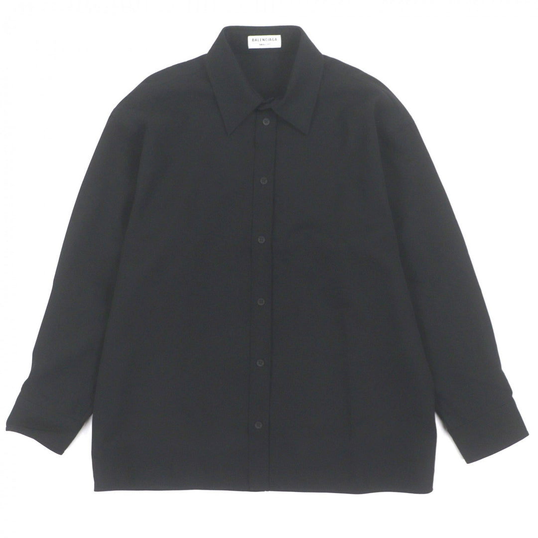 Excellent BALENCIAGA Long sleeve shirt black wool mens 34 672354
