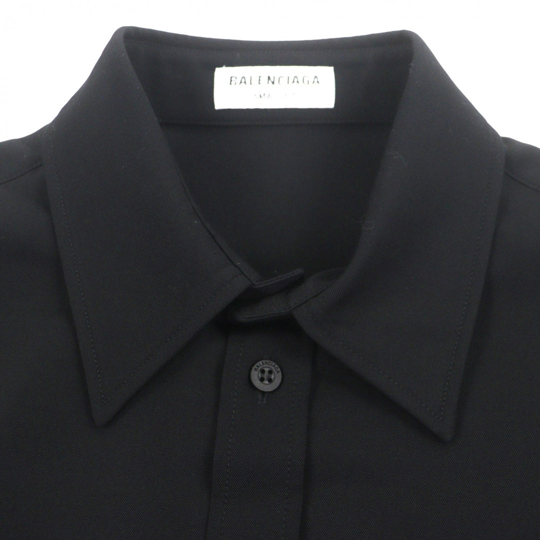 Excellent BALENCIAGA Long sleeve shirt black wool mens 34 672354