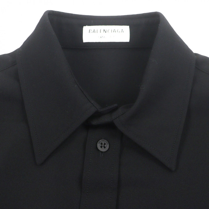 Excellent BALENCIAGA Long sleeve shirt black wool mens 34 672354