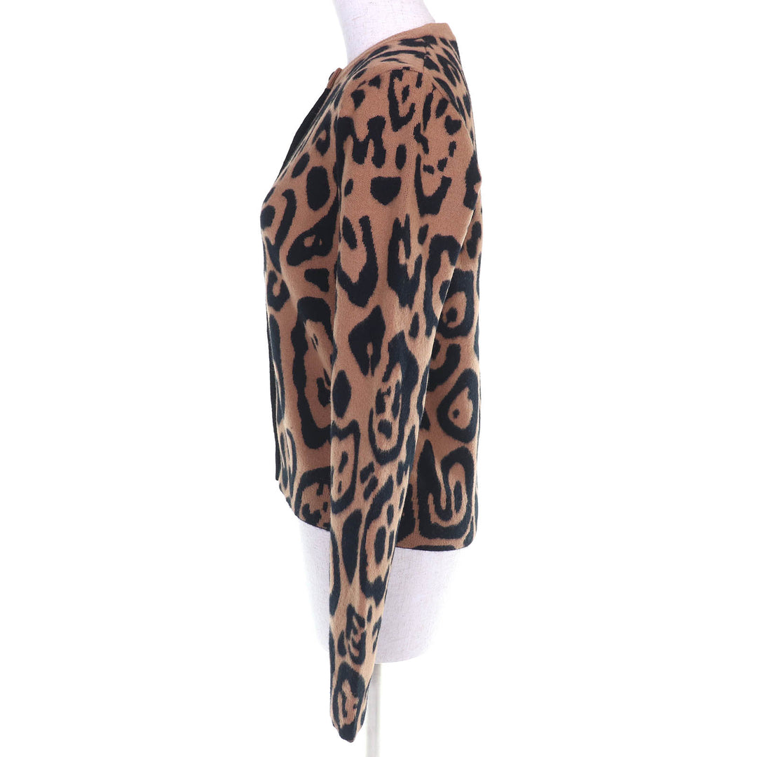 Excellent FENDI cardigan Logo Button Leopard Pattern Long Sleeve Knit 36 FZE548