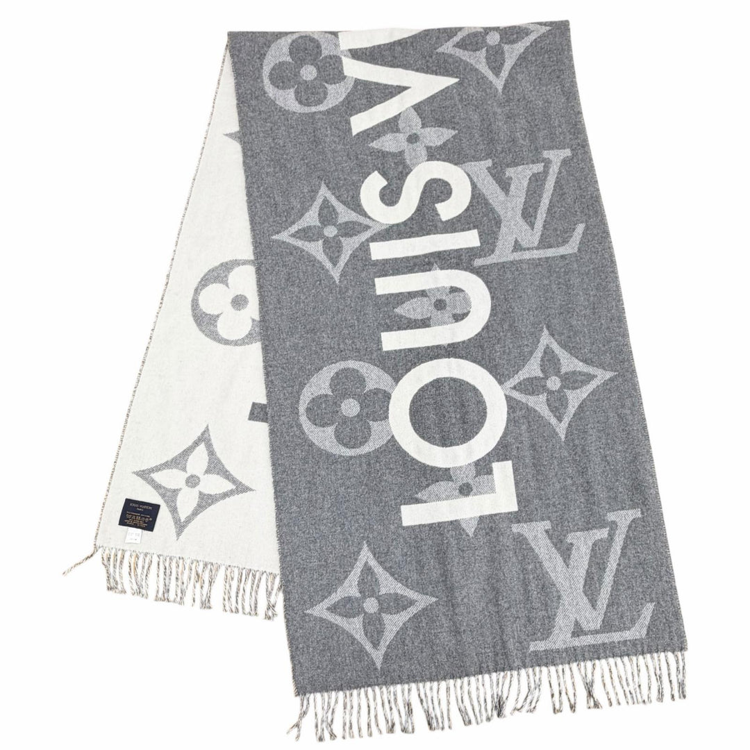 Excellent LOUIS VUITTON Scarf Echarpe Monogram Capital gray Women M73455