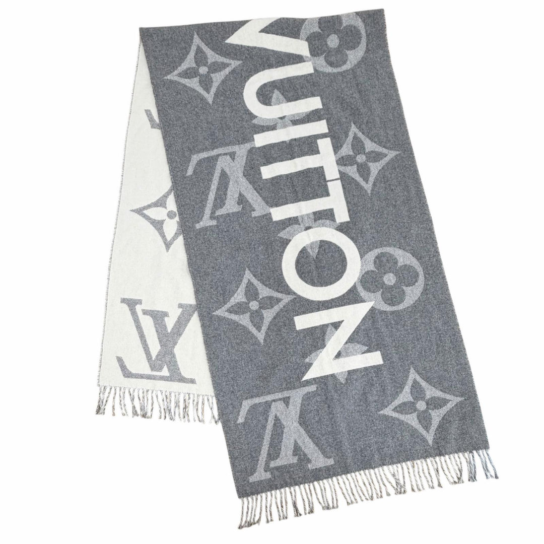 Excellent LOUIS VUITTON Scarf Echarpe Monogram Capital gray Women M73455
