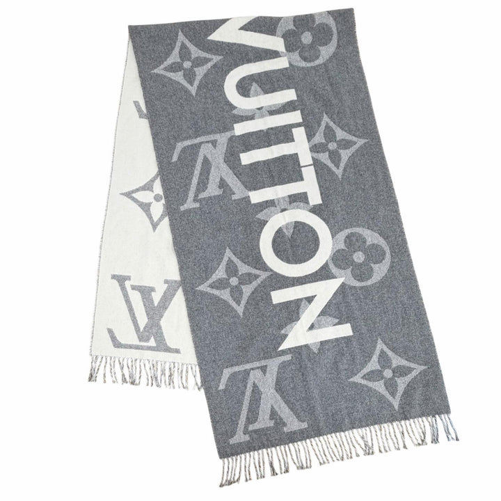 Excellent LOUIS VUITTON Scarf Echarpe Monogram Capital gray Women M73455