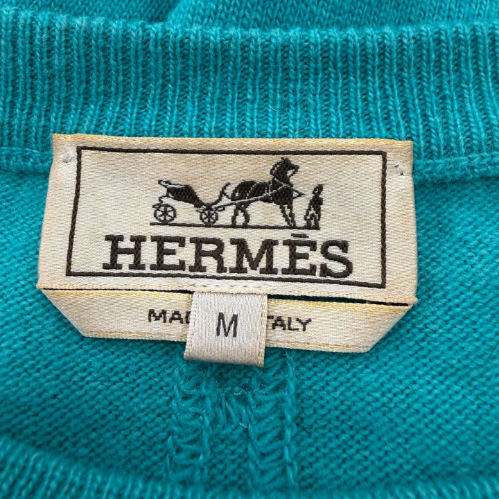 Great HERMES sweater turquoise blue wool mens M