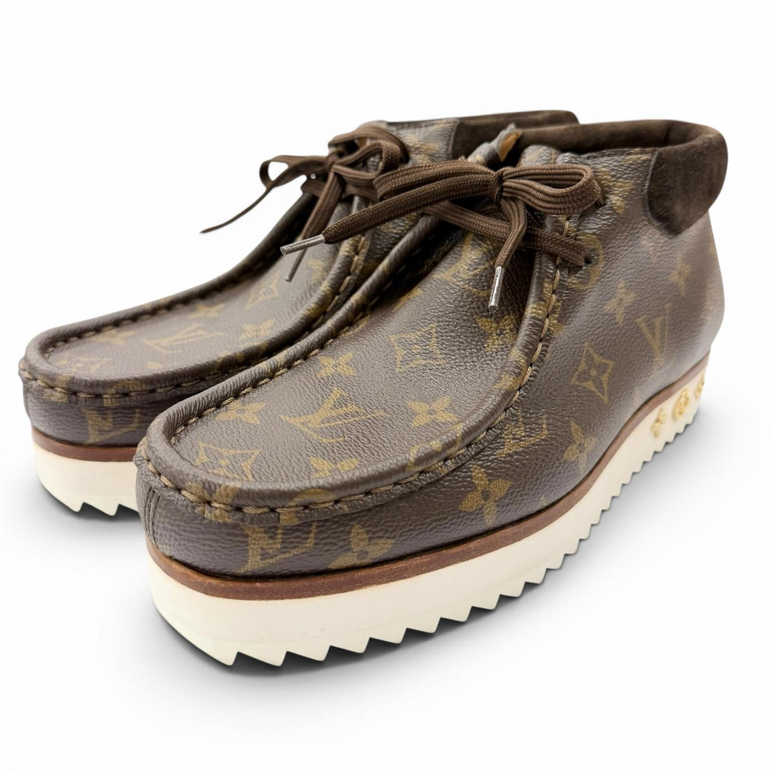 Great LOUIS VUITTON Ankle boots LV Mods Line NIGO Brown Monogram canvas mens 6