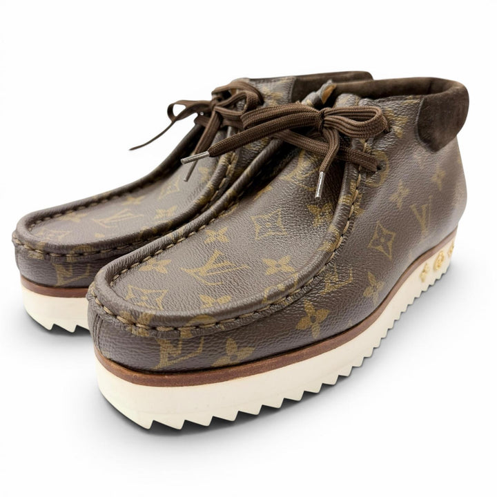 Great LOUIS VUITTON Ankle boots LV Mods Line NIGO Brown Monogram canvas mens 6