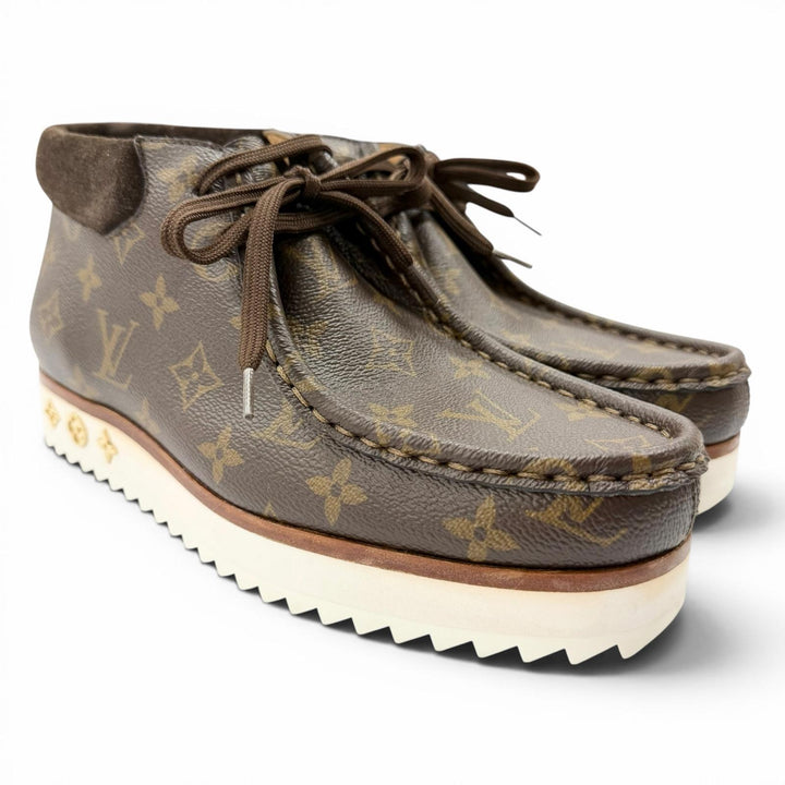 Great LOUIS VUITTON Ankle boots LV Mods Line NIGO Brown Monogram canvas mens 6