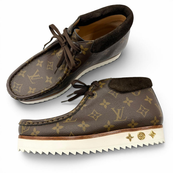 Great LOUIS VUITTON Ankle boots LV Mods Line NIGO Brown Monogram canvas mens 6