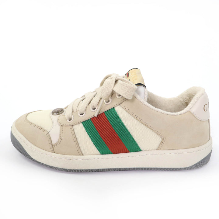 Great GUCCI Low cut sneakers Web stripe GG Marmont vintage logo beige Women 35.5