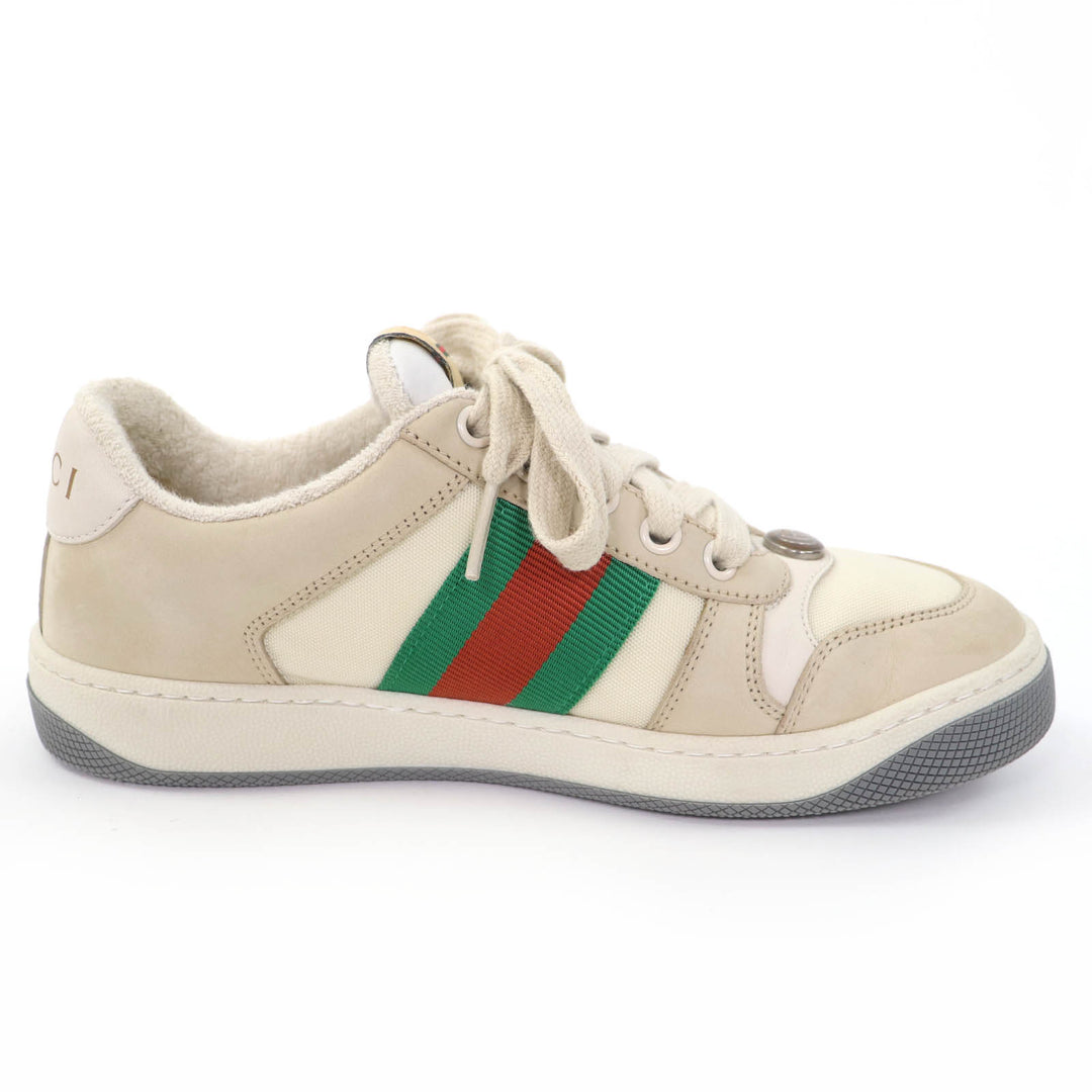 Great GUCCI Low cut sneakers Web stripe GG Marmont vintage logo beige Women 35.5