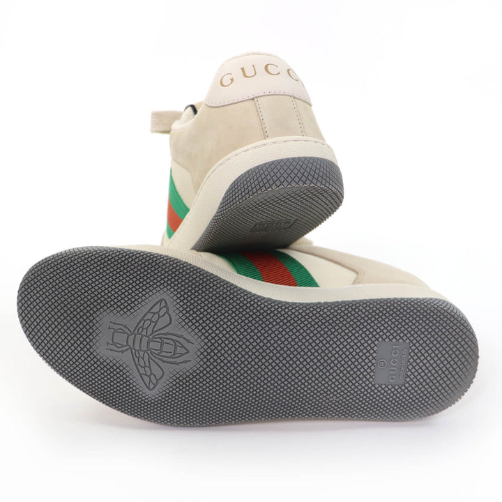 Great GUCCI Low cut sneakers Web stripe GG Marmont vintage logo beige Women 35.5