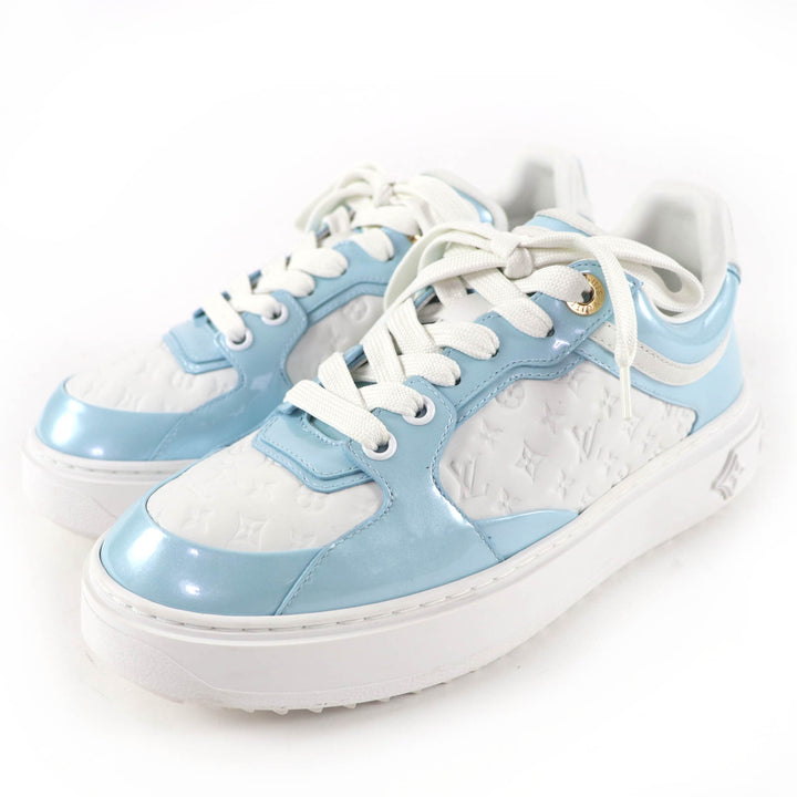 Great LOUIS VUITTON Low cut sneakers timeout line Monogram Light blue Women 37