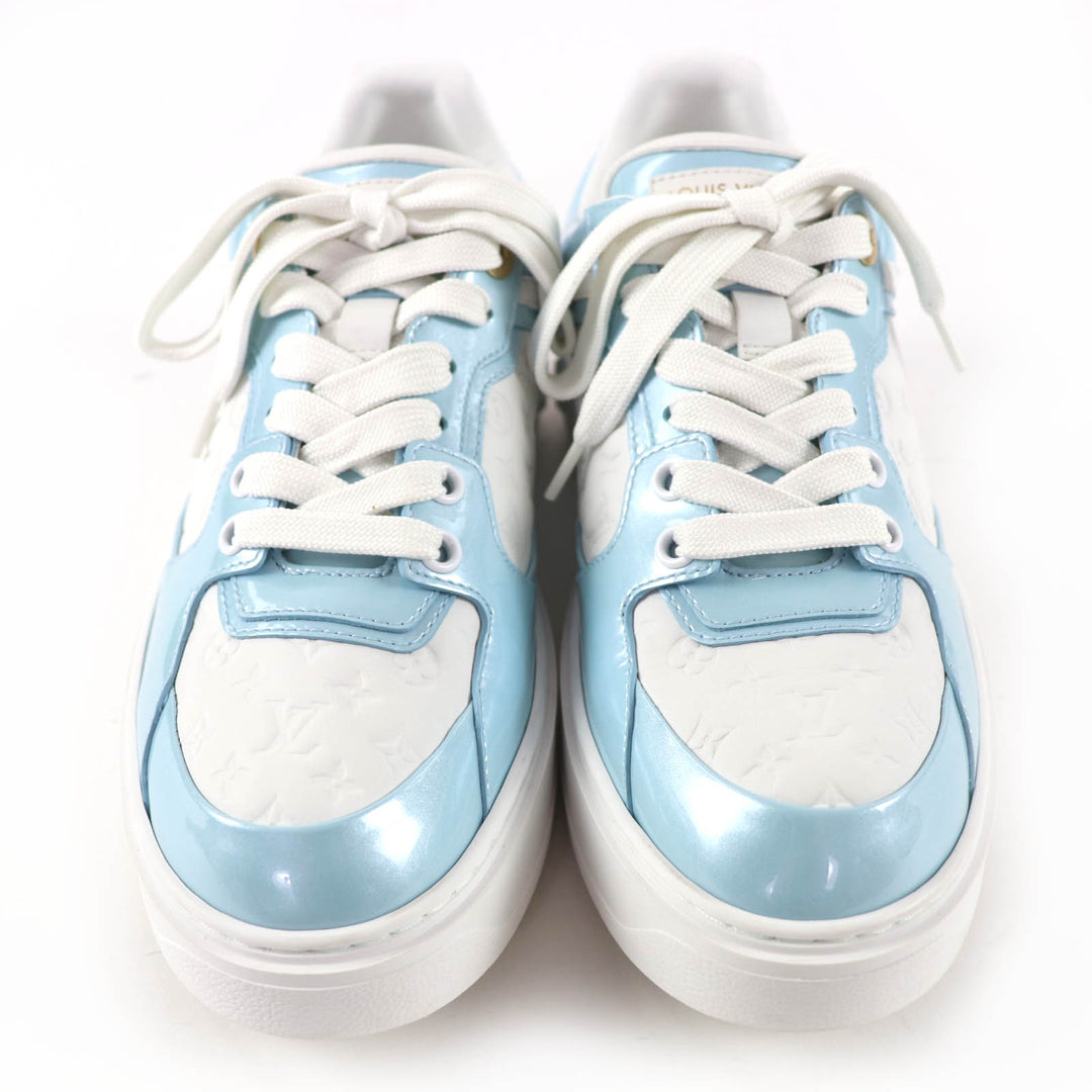 Great LOUIS VUITTON Low cut sneakers timeout line Monogram Light blue Women 37
