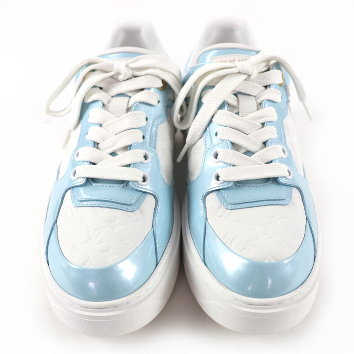 Great LOUIS VUITTON Low cut sneakers timeout line Monogram Light blue Women 37